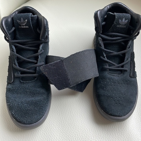 Sz12 kids Adidas 3 stripe Tubular Invader strap triple black GUC basketball - Picture 12 of 16